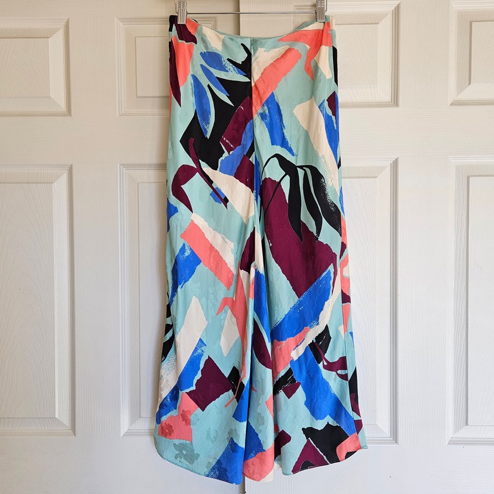 TANYA‎ TAYLOR Kiarah Silk Midi Skirt Size US 6 Bright Colorful - Picture 8 of 10
